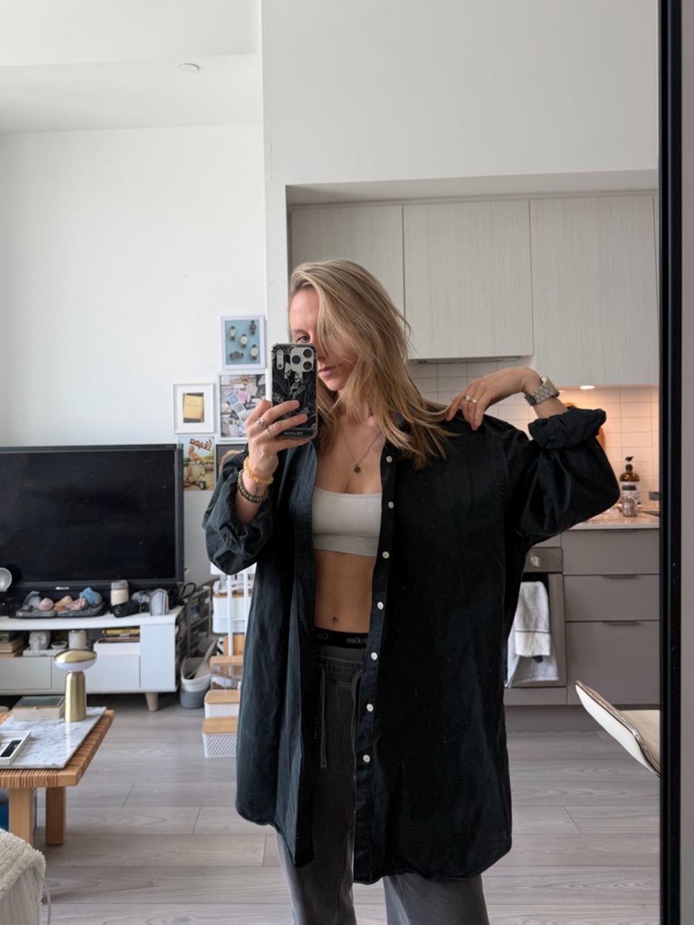 Vintage Ralph Lauren Oversized Black Button-Up Shirt